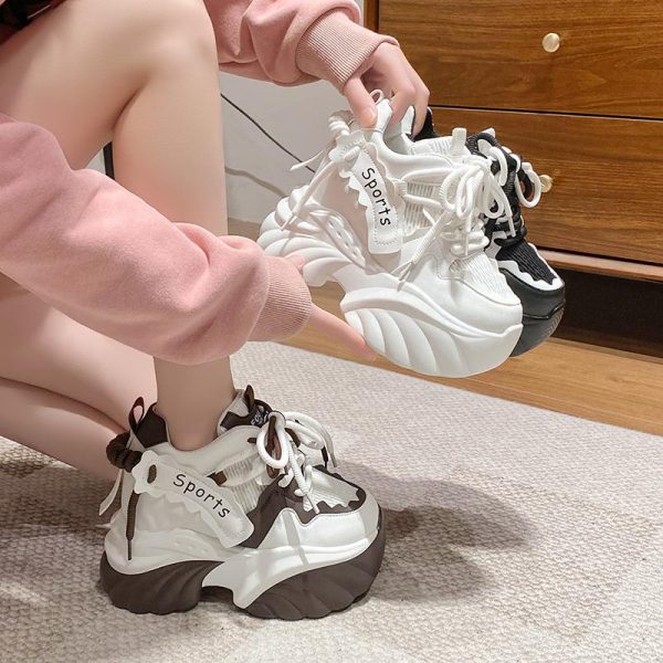 10cm Thick-Soled Height-Increasing Dad Shoes for Women - Spring 2025 Trendy European Sports Casual Footwear for Petites