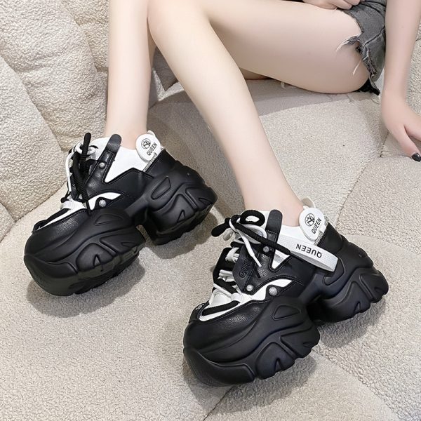 2023 Spring Women's Platform Dad Shoes - Breathable Mesh Thick Sole Casual Sneakers for Short Stature, Trendy Sports Footwear