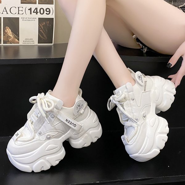 2023 Spring Women's Platform Dad Shoes - Breathable Mesh Thick Sole Casual Sneakers for Short Stature, Trendy Sports Footwear