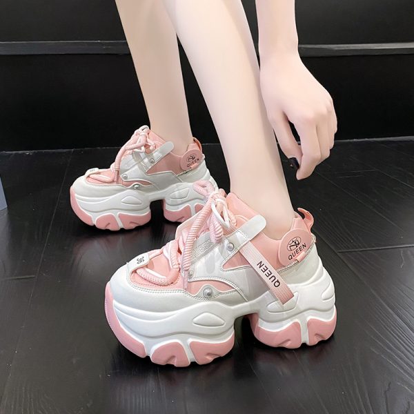 2023 Spring Women's Platform Dad Shoes - Breathable Mesh Thick Sole Casual Sneakers for Short Stature, Trendy Sports Footwear
