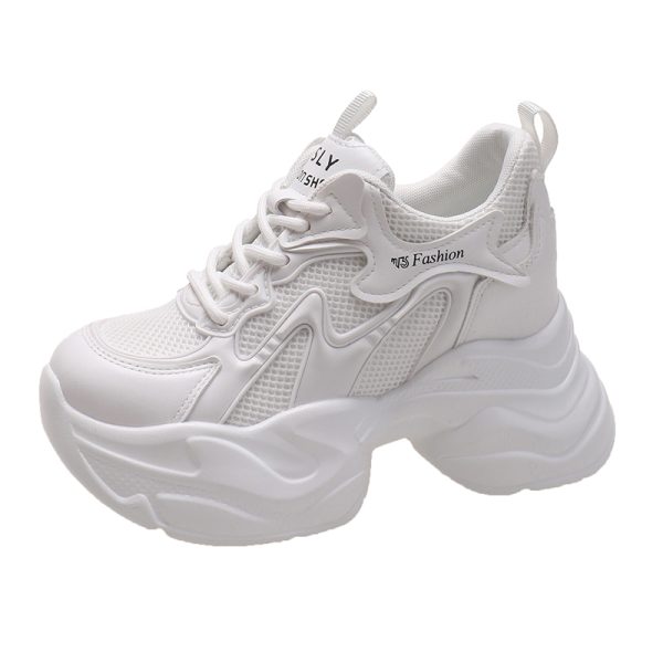 2024 Spring Women's Platform Dad Sneakers - Versatile High Heel Shoes for Short Women, Trendy Casual Footwear