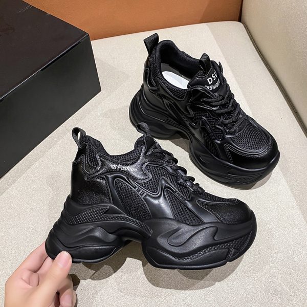 2024 Spring Women's Platform Dad Sneakers - Versatile High Heel Shoes for Short Women, Trendy Casual Footwear