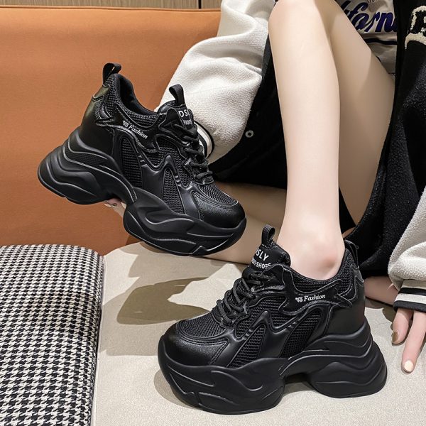 2024 Spring Women's Platform Dad Sneakers - Versatile High Heel Shoes for Short Women, Trendy Casual Footwear