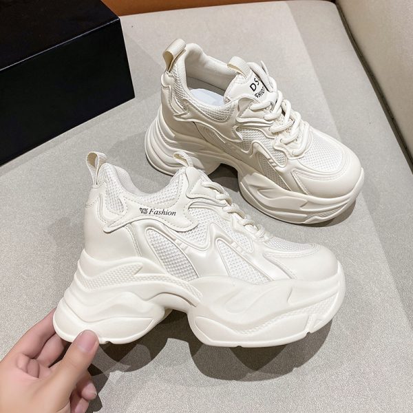 2024 Spring Women's Platform Dad Sneakers - Versatile High Heel Shoes for Short Women, Trendy Casual Footwear