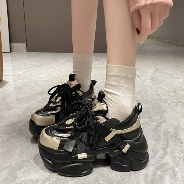 2024 Women's Dad Shoes - Trendy Casual Thick-Soled Brown Sneakers for Autumn, Lightweight Height-Increasing Design
