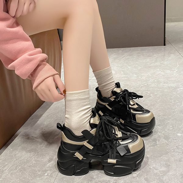 2024 Women's Dad Shoes - Trendy Casual Thick-Soled Brown Sneakers for Autumn, Lightweight Height-Increasing Design