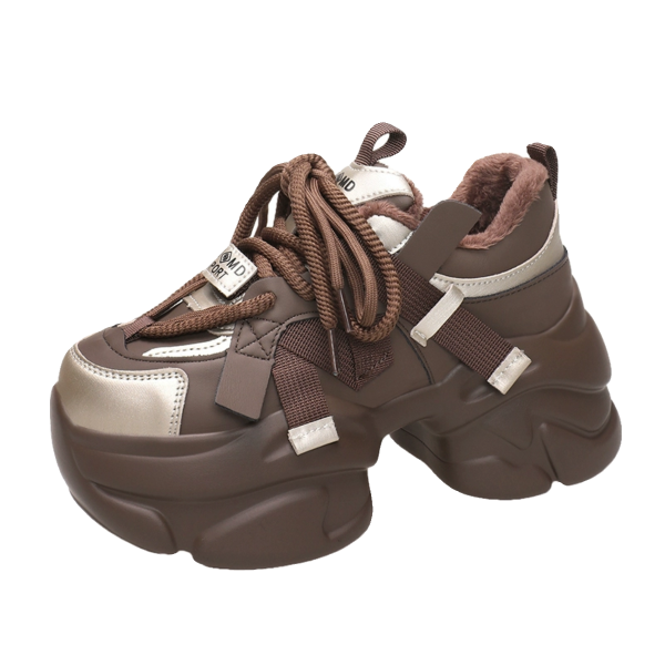 2024 Women's Dad Shoes - Trendy Casual Thick-Soled Brown Sneakers for Autumn, Lightweight Height-Increasing Design