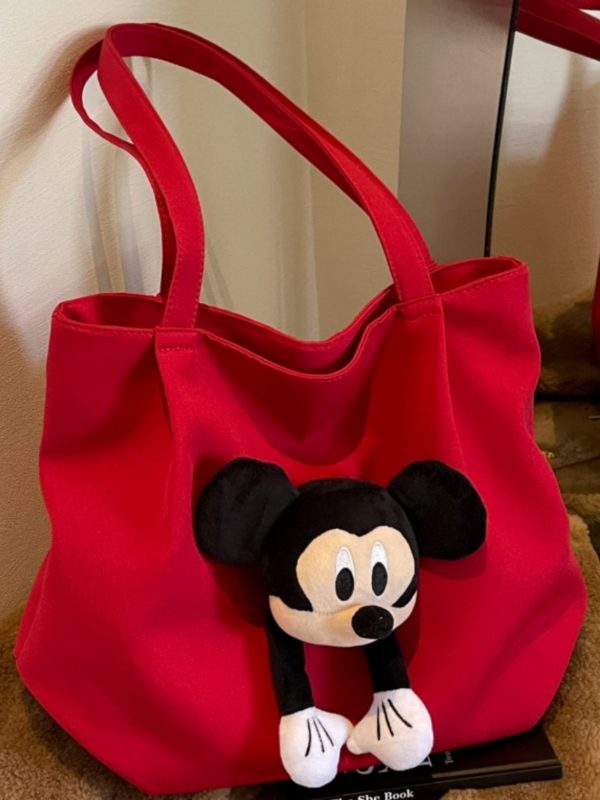 2025 Cute Cartoon Canvas Tote Bag for Women, Large Capacity Commuting Shoulder Bag Ideal for Spring and Summer, Student Friendly