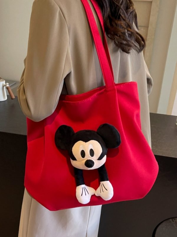 2025 Cute Cartoon Canvas Tote Bag for Women, Large Capacity Commuting Shoulder Bag Ideal for Spring and Summer, Student Friendly