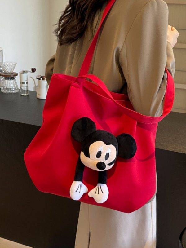 2025 Cute Cartoon Canvas Tote Bag for Women, Large Capacity Commuting Shoulder Bag Ideal for Spring and Summer, Student Friendly