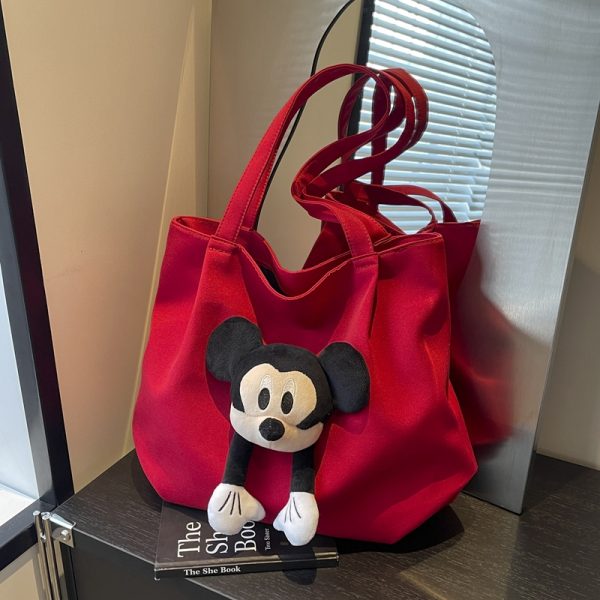 2025 Cute Cartoon Canvas Tote Bag for Women, Large Capacity Commuting Shoulder Bag Ideal for Spring and Summer, Student Friendly