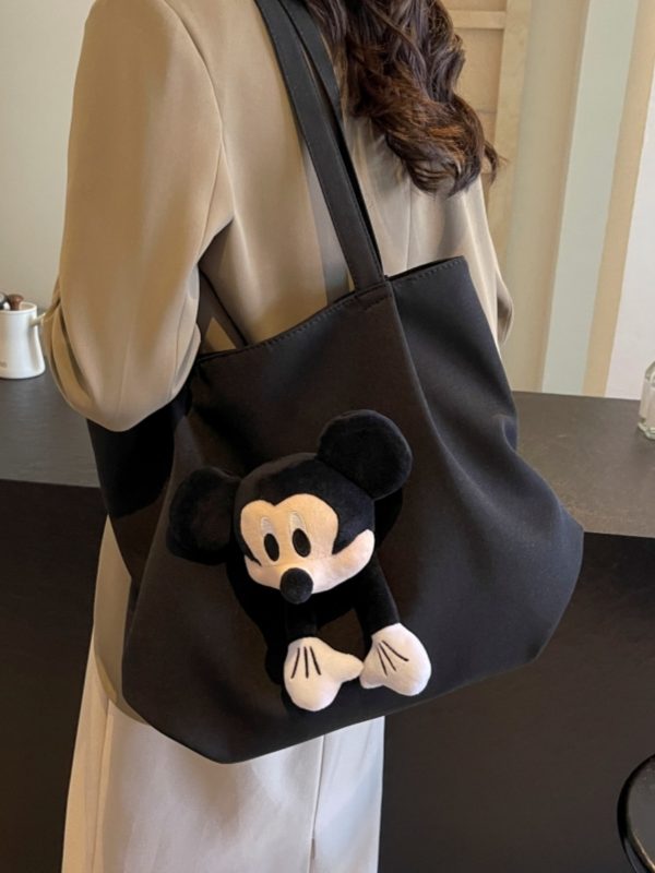 2025 Cute Cartoon Canvas Tote Bag for Women, Large Capacity Commuting Shoulder Bag Ideal for Spring and Summer, Student Friendly