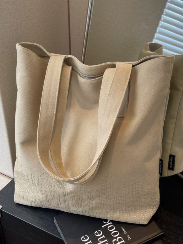 2025 Embroidered Canvas Tote Bag for Women - Versatile Student Shoulder Bag for Class & Commuting