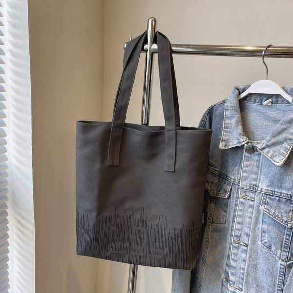 2025 Embroidered Canvas Tote Bag for Women - Versatile Student Shoulder Bag for Class & Commuting