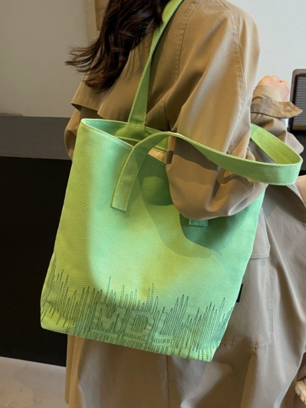 2025 Embroidered Canvas Tote Bag for Women - Versatile Student Shoulder Bag for Class & Commuting