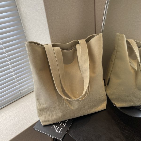 2025 Embroidered Canvas Tote Bag for Women - Versatile Student Shoulder Bag for Class & Commuting