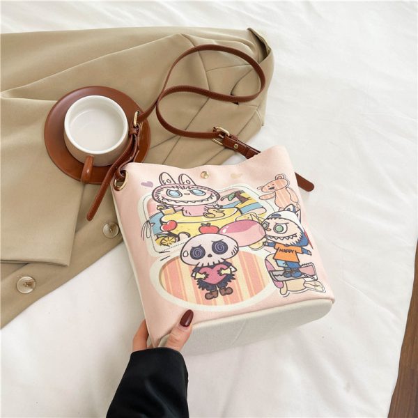 2025 Large Capacity Canvas Bucket Bag for Women - Cute Shoulder Crossbody Commuting Bag for Spring and Summer