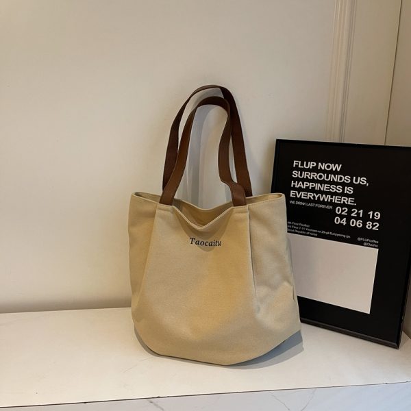 2025 Minimalist Casual Canvas Tote Bag for Women - Versatile Large Capacity Commuting Shoulder Handbag
