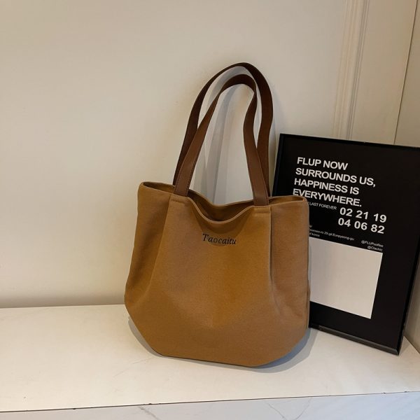 2025 Minimalist Casual Canvas Tote Bag for Women - Versatile Large Capacity Commuting Shoulder Handbag