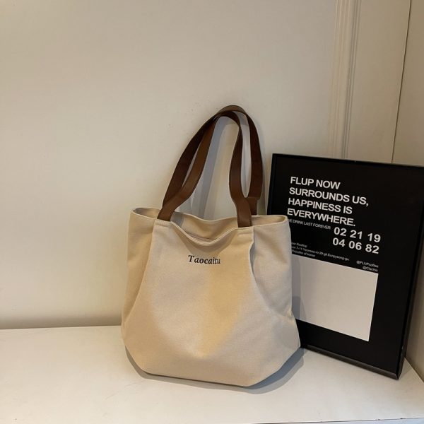2025 Minimalist Casual Canvas Tote Bag for Women - Versatile Large Capacity Commuting Shoulder Handbag