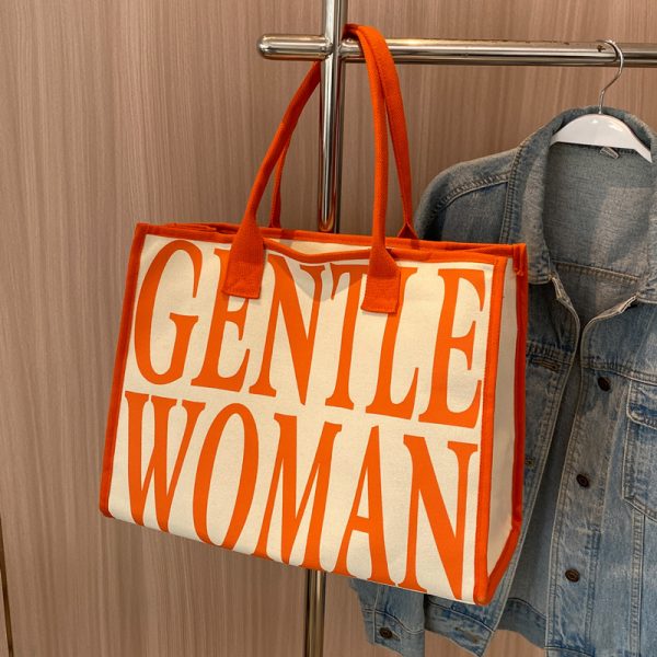 2025 New Fashion Single-Shoulder Canvas Tote Bag for Women, Large Capacity Portable Shopping and Commuting Bag
