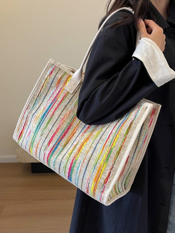2025 New Fashion Single-Shoulder Canvas Tote Bag for Women, Large Capacity Portable Shopping and Commuting Bag