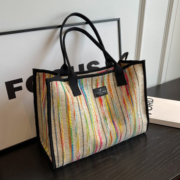 2025 New Fashion Single-Shoulder Canvas Tote Bag for Women, Large Capacity Portable Shopping and Commuting Bag