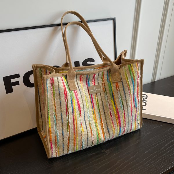 2025 New Fashion Single-Shoulder Canvas Tote Bag for Women, Large Capacity Portable Shopping and Commuting Bag