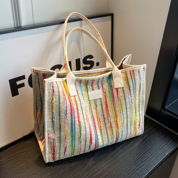 2025 New Fashion Single-Shoulder Canvas Tote Bag for Women, Large Capacity Portable Shopping and Commuting Bag
