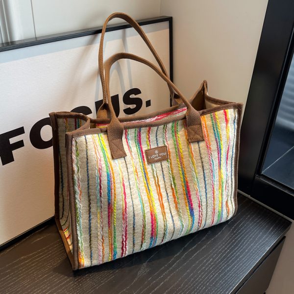 2025 New Fashion Single-Shoulder Canvas Tote Bag for Women, Large Capacity Portable Shopping and Commuting Bag