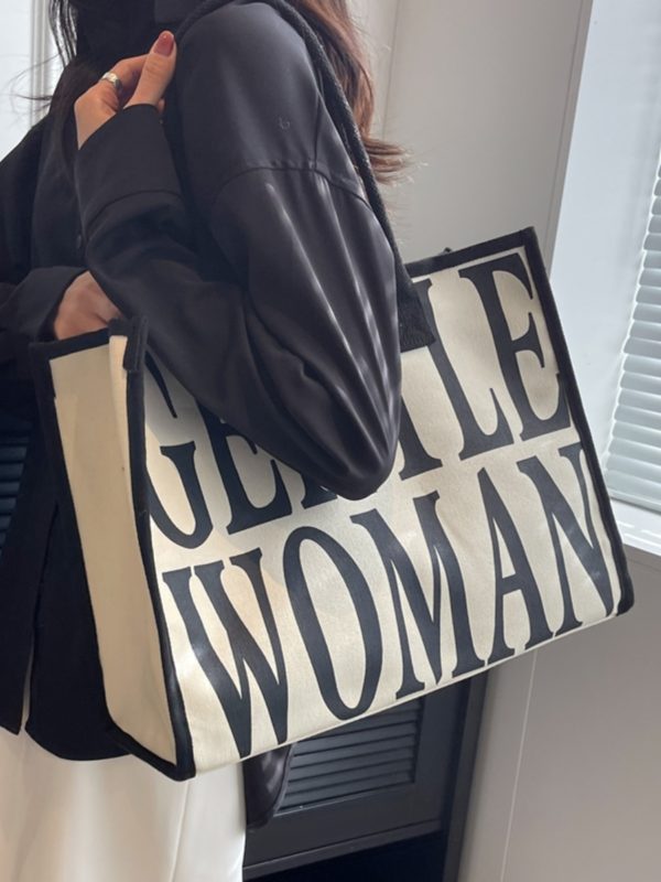 2025 New Fashion Single-Shoulder Canvas Tote Bag for Women, Large Capacity Portable Shopping and Commuting Bag