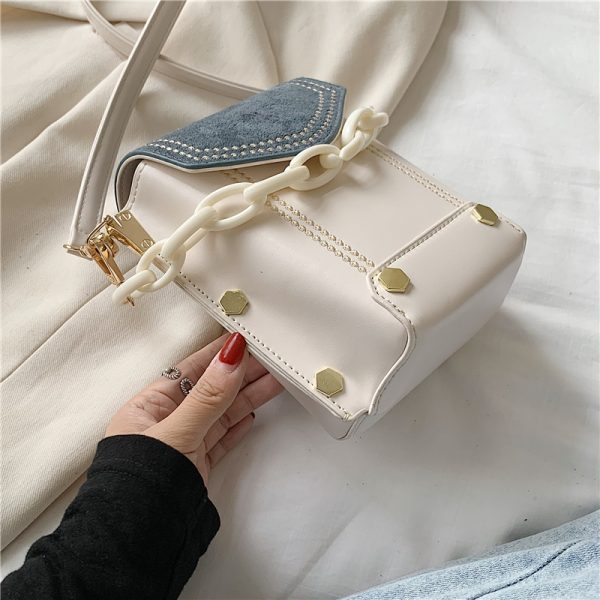 2025 Spring/Summer Women's Color-Blocking Crossbody Bag - Versatile Small Square Handbag for High-End Fashion