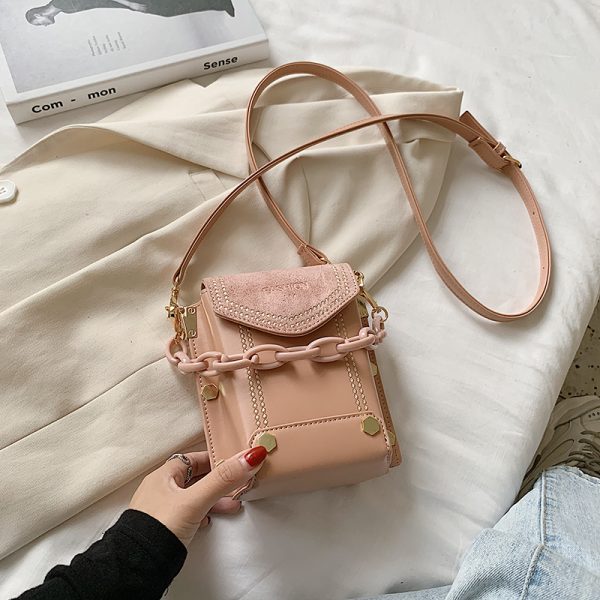 2025 Spring/Summer Women's Color-Blocking Crossbody Bag - Versatile Small Square Handbag for High-End Fashion