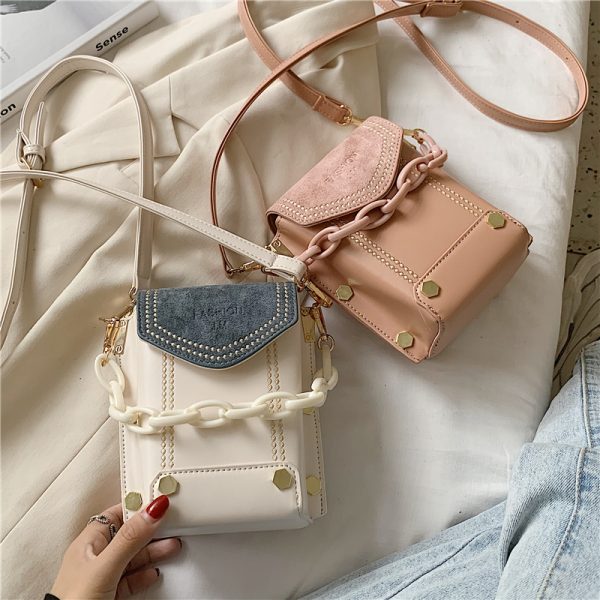 2025 Spring/Summer Women's Color-Blocking Crossbody Bag - Versatile Small Square Handbag for High-End Fashion