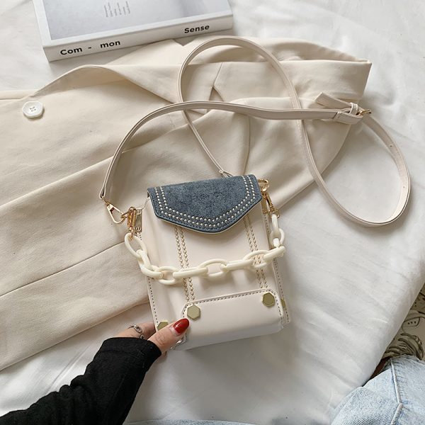2025 Spring/Summer Women's Color-Blocking Crossbody Bag - Versatile Small Square Handbag for High-End Fashion