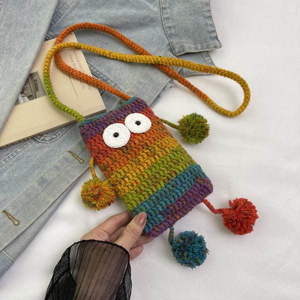 2025 Summer Cute Gradient Knitted Crossbody Phone Bag for Women - Quirky Small Bag, Perfect for Y2K and Festival Style