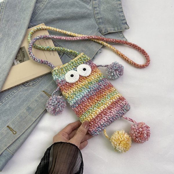2025 Summer Cute Gradient Knitted Crossbody Phone Bag for Women - Quirky Small Bag, Perfect for Y2K and Festival Style