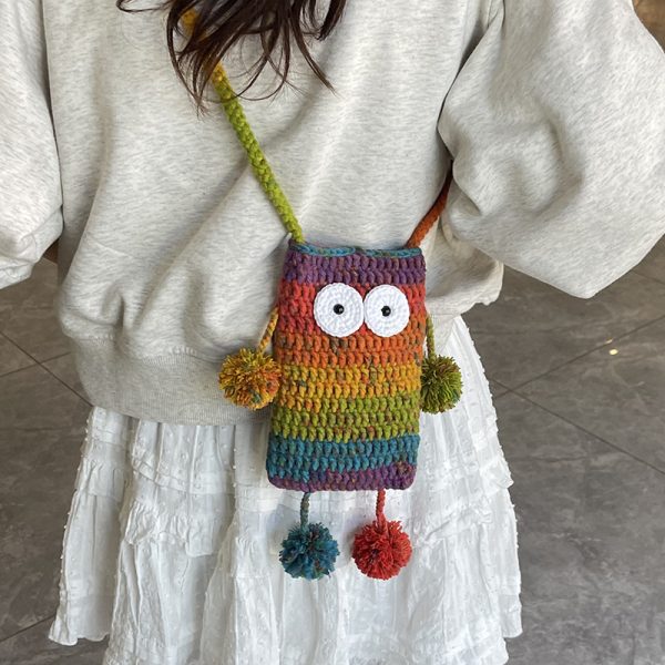 2025 Summer Cute Gradient Knitted Crossbody Phone Bag for Women - Quirky Small Bag, Perfect for Y2K and Festival Style