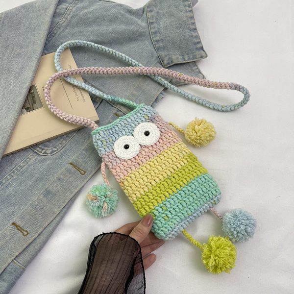 2025 Summer Cute Gradient Knitted Crossbody Phone Bag for Women - Quirky Small Bag, Perfect for Y2K and Festival Style