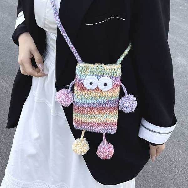2025 Summer Cute Gradient Knitted Crossbody Phone Bag for Women - Quirky Small Bag, Perfect for Y2K and Festival Style