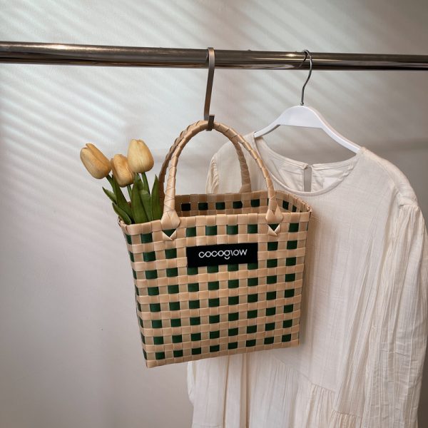2025 Summer Fashion Woven Handheld Bag for Women - Stylish Bamboo Vegetable Basket for Beach Vacation