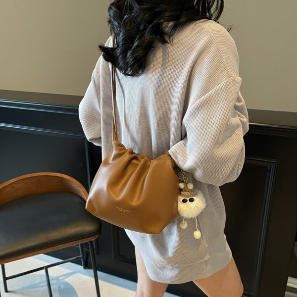 2025 Summer High-End Pleated Bucket Bag for Women - Stylish Shoulder Crossbody Phone Bag