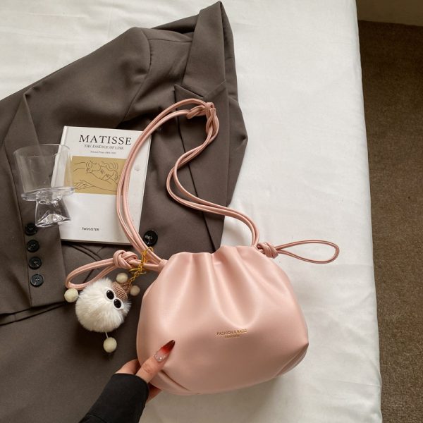 2025 Summer High-End Pleated Bucket Bag for Women - Stylish Shoulder Crossbody Phone Bag