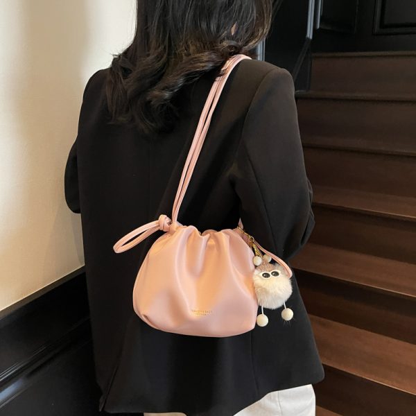 2025 Summer High-End Pleated Bucket Bag for Women - Stylish Shoulder Crossbody Phone Bag