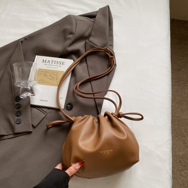 2025 Summer High-End Pleated Bucket Bag for Women - Stylish Shoulder Crossbody Phone Bag