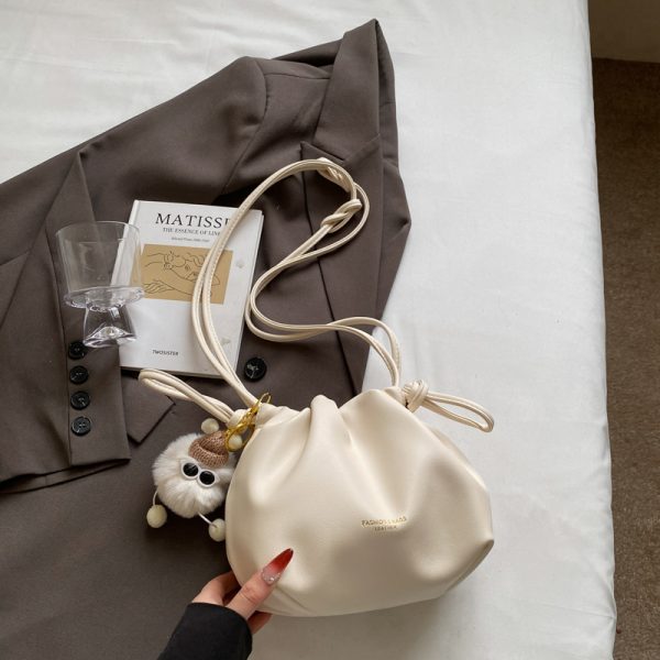 2025 Summer High-End Pleated Bucket Bag for Women - Stylish Shoulder Crossbody Phone Bag