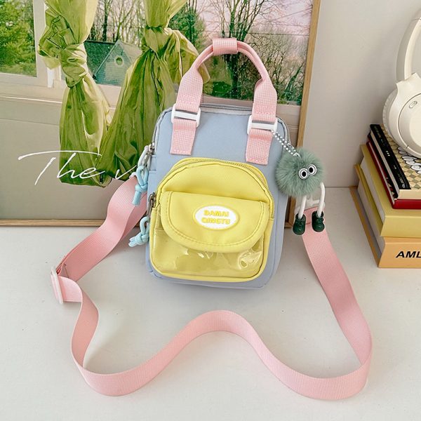 2025 Summer Nylon Tote Bag for Women - Lightweight Color-Blocking Crossbody Phone Bag in Trendy Dopamine Colors