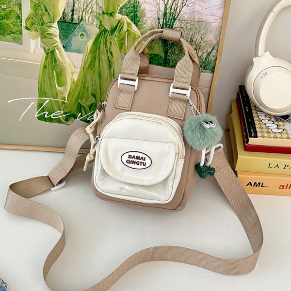 2025 Summer Nylon Tote Bag for Women - Lightweight Color-Blocking Crossbody Phone Bag in Trendy Dopamine Colors