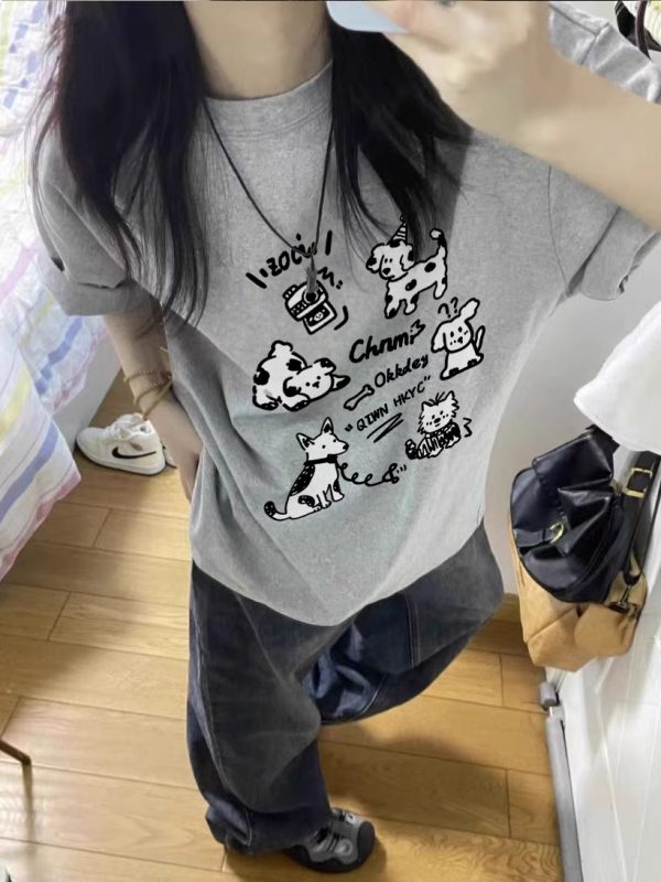 2025 Summer Plus Size Pure Cotton Loose Short Sleeve T-Shirt for Women - Casual American Style Top