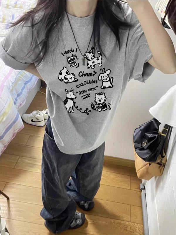 2025 Summer Plus Size Pure Cotton Loose Short Sleeve T-Shirt for Women - Casual American Style Top